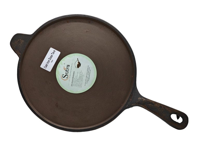 SUTRA Cast Iron Dosa Tawa with Long Handle 10 inch Natural cast Iron Pure cast Iron with Handle - Image 1