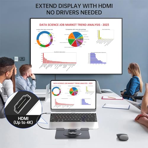 HC Laptop Docking Station for MacBook Pro/Air/Dell/HP/Surface HC 11-in-1 USB C Hub 360°Rotatable Laptop Stand with USB Hub 4K HDMI USB 3.0 PD100W 3.5mm Audio Jack RJ 45 TF/SD Reader Universal Laptop Dock - Image 3