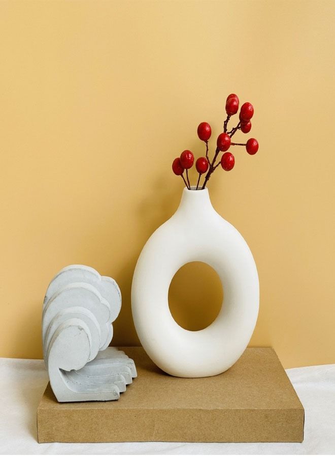 fashionhome 3-Pieces Modern Design Nordic Minimalism Donut Circle Ceramic Vase for Home Decoration - Image 5
