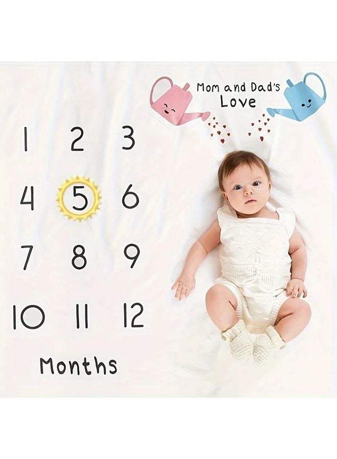 Dinosaur Milestone Blanket For Baby Monthly Growth Photography Prop Soft Polyester - Image 1