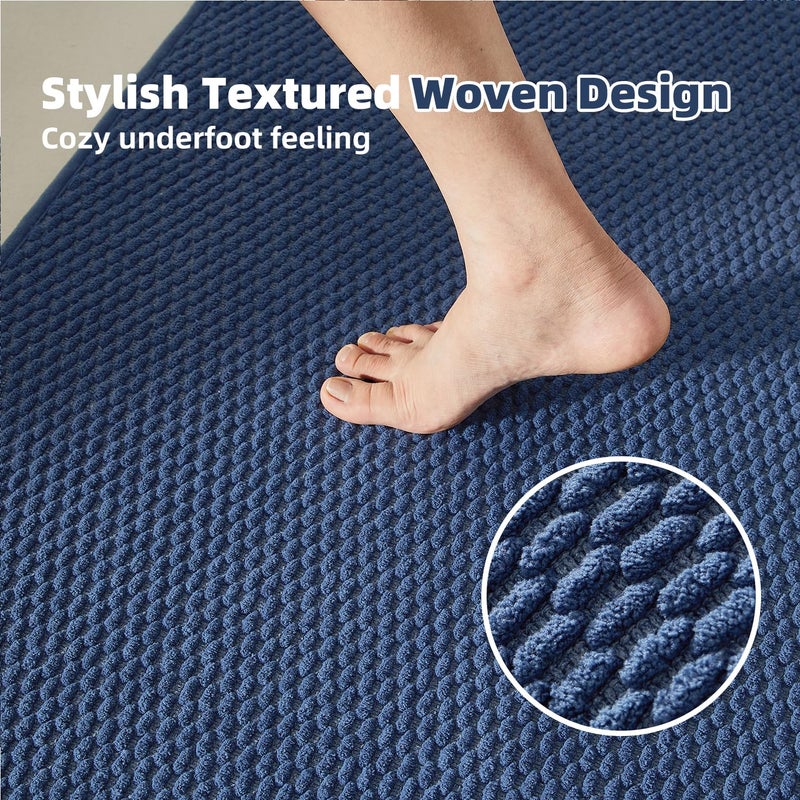 TYUU Bathroom Rugs Non Slip Washable, Super Absorbent Thin Bath Mat Small Quick Dry Low Pile Bathroom Rug, Navy Blue 16"x24" - Image 3