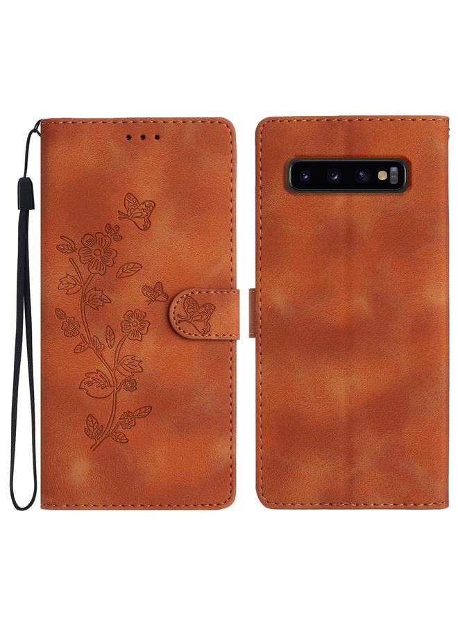 اس-توب جراب هاتف جلدي بنقشة زهور وفراشات لهاتف Samsung Galaxy S10+ - Image 1