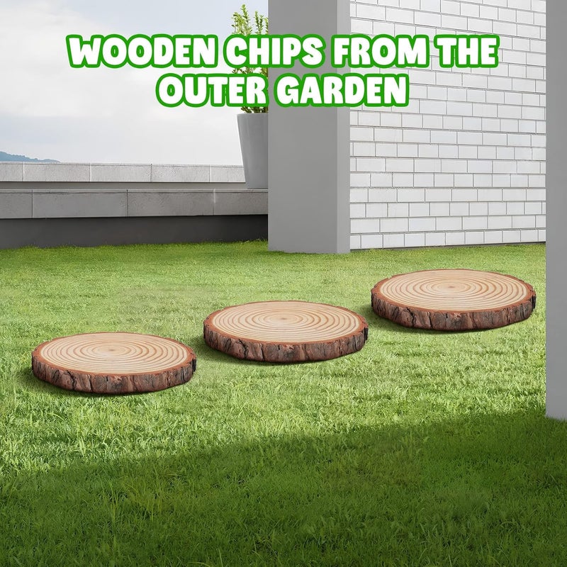 3Pcs Wood Garden Stepping Stones 12x12 Inch Outdoor Path Walkway For Lawn Landscaping - Image 4