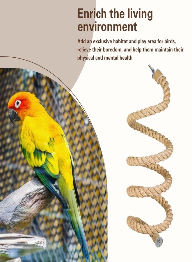 DINTSTYLE 3pcs Bird Rope Perch for Parrots,Bird Cage Climbing Rope Toys Accessories,Bendable Climbing,Bendable Natural Jute Boing with Pine Wood and Stainless Steel Mount,Parakeet Lovebirds(Natural Jute) - Image 5