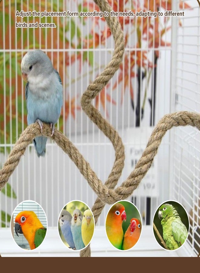 DINTSTYLE 3pcs Bird Rope Perch for Parrots,Bird Cage Climbing Rope Toys Accessories,Bendable Climbing,Bendable Natural Jute Boing with Pine Wood and Stainless Steel Mount,Parakeet Lovebirds(Natural Jute) - Image 3