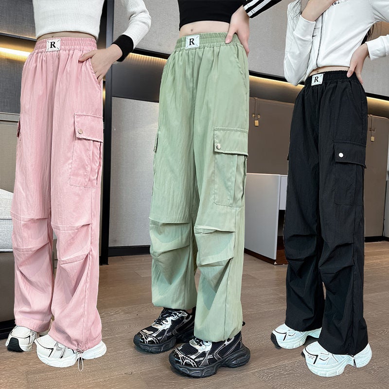 Girls' Pants Western Style Children'S Casual Wide Leg Pants Summer Spring Loose Overalls - Image 2