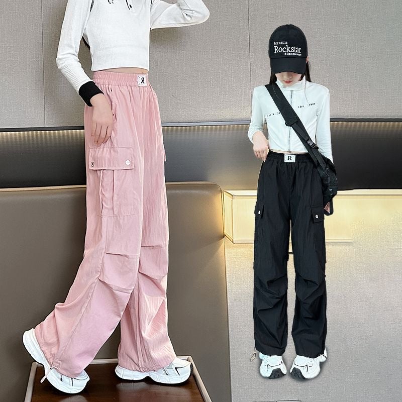 Girls' Pants Western Style Children'S Casual Wide Leg Pants Summer Spring Loose Overalls - Image 5