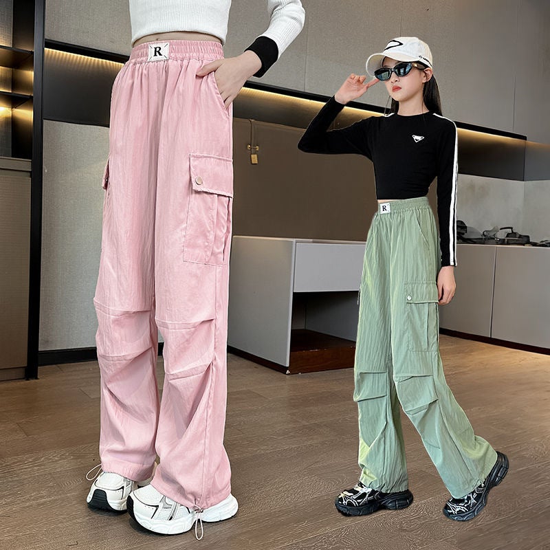 Girls' Pants Western Style Children'S Casual Wide Leg Pants Summer Spring Loose Overalls - Image 4