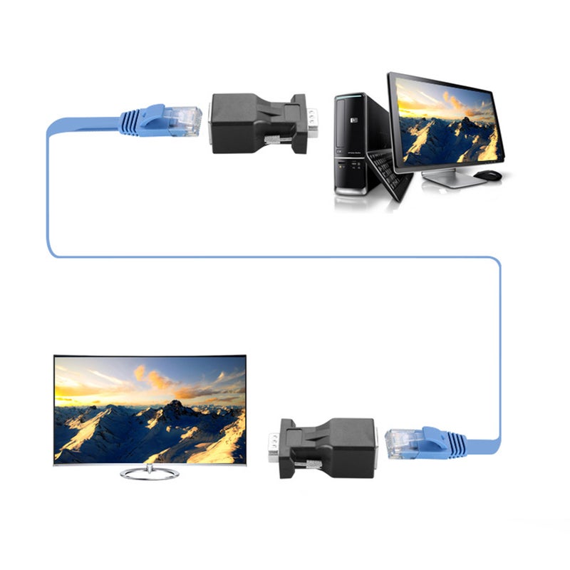 📱 محول تمديد فيجا مع كابل شبكة RJ45 محول للحاسوب أسود عدد 2 - Image 4