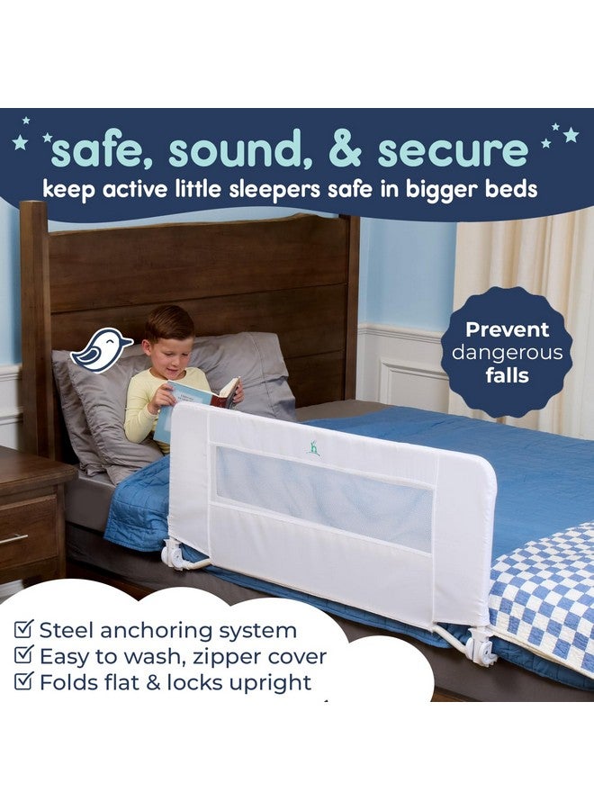 hiccapop 44" x 19" Bed Rail for Toddlers, Heavy-Duty Safety Bed Rail for Twin, Full, Queen Beds, Soft Mesh Cover & Swing-Down Design, Easy No-Tool Installation (White) - Image 2