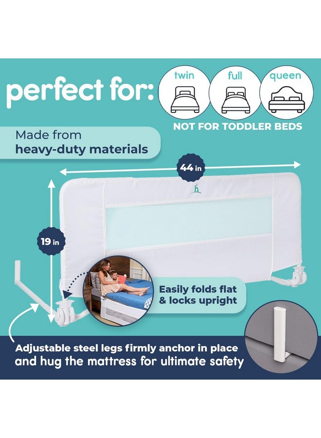 hiccapop 44" x 19" Bed Rail for Toddlers, Heavy-Duty Safety Bed Rail for Twin, Full, Queen Beds, Soft Mesh Cover & Swing-Down Design, Easy No-Tool Installation (White) - Image 3
