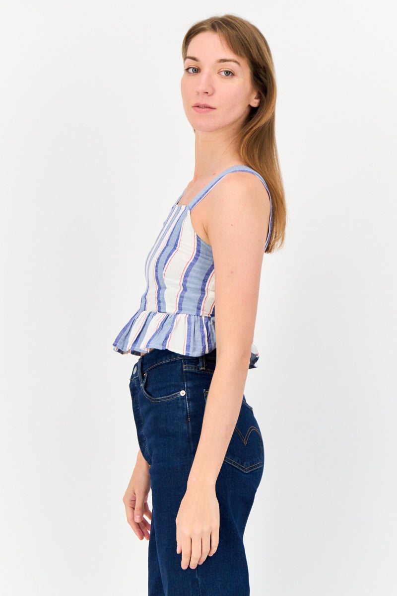 ONLY Women Square Neck Sleeveless Stripe Top, Multicolor  - Image 2