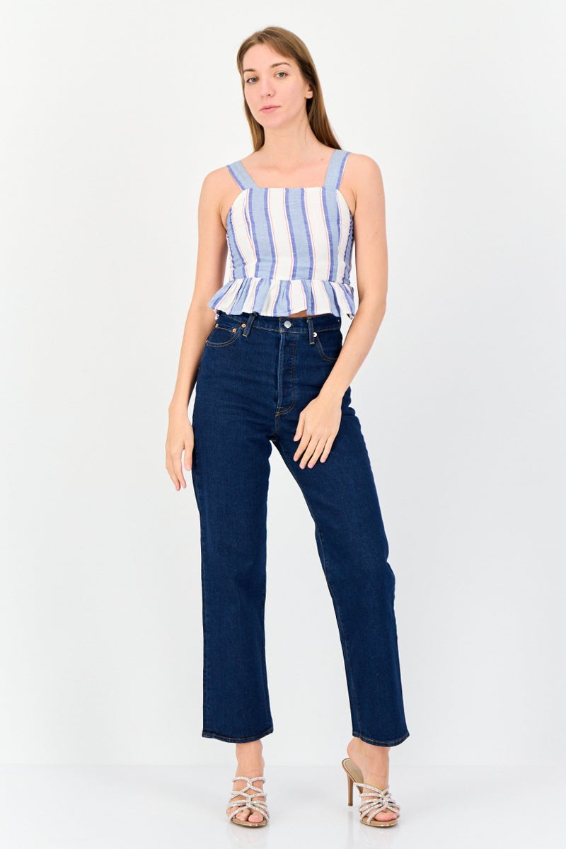 ONLY Women Square Neck Sleeveless Stripe Top, Multicolor  - Image 4
