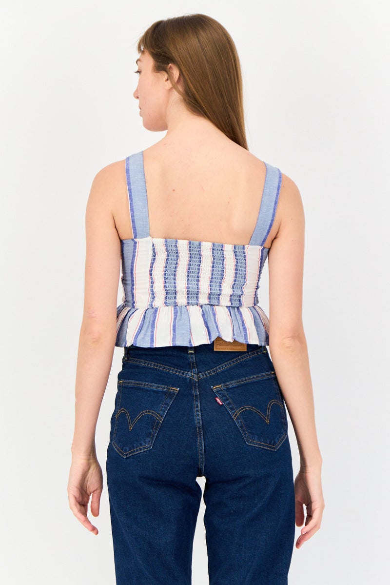 ONLY Women Square Neck Sleeveless Stripe Top, Multicolor  - Image 3