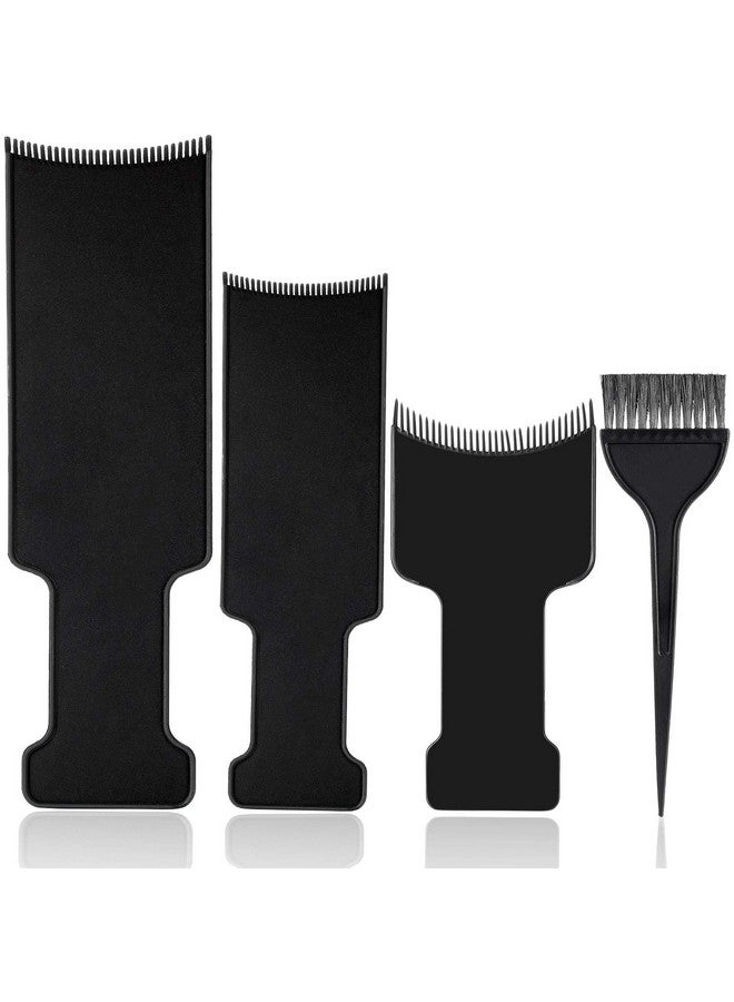 Mudder 4 Pcs Balayage Highlighting Board with Teeth Hair Dye Paddle Highlighting Brush for Balayage Board Comb for hairstylist Hair Dye(Black) - Image 1