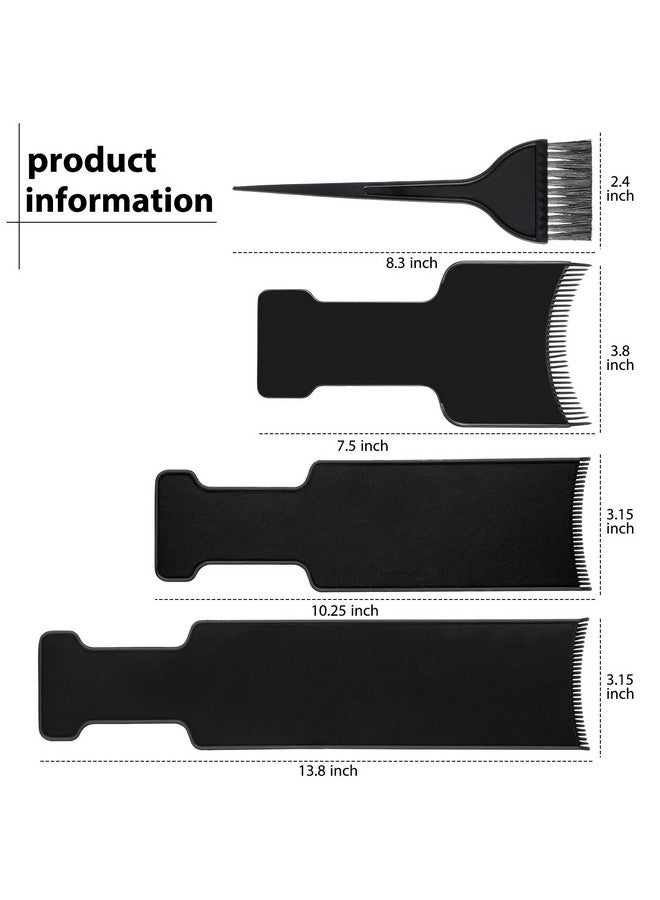 Mudder 4 Pcs Balayage Highlighting Board with Teeth Hair Dye Paddle Highlighting Brush for Balayage Board Comb for hairstylist Hair Dye(Black) - Image 3