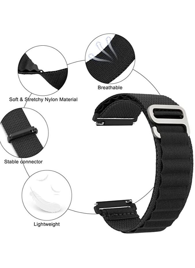 Generic - Alpine Loop 22mm Compatible With Xiaomi Watch Color Sport Color 2 S1 Active/ Huami Amazfit GTR 47mm GTR 3 Pro, Durable Sport Nylon Strap With Titanium G Hook  Black - Image 1