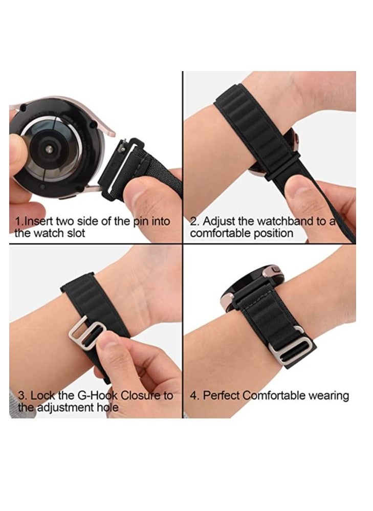 Generic - Alpine Loop 22mm Compatible With Xiaomi Watch Color Sport Color 2 S1 Active/ Huami Amazfit GTR 47mm GTR 3 Pro, Durable Sport Nylon Strap With Titanium G Hook  Black - Image 1