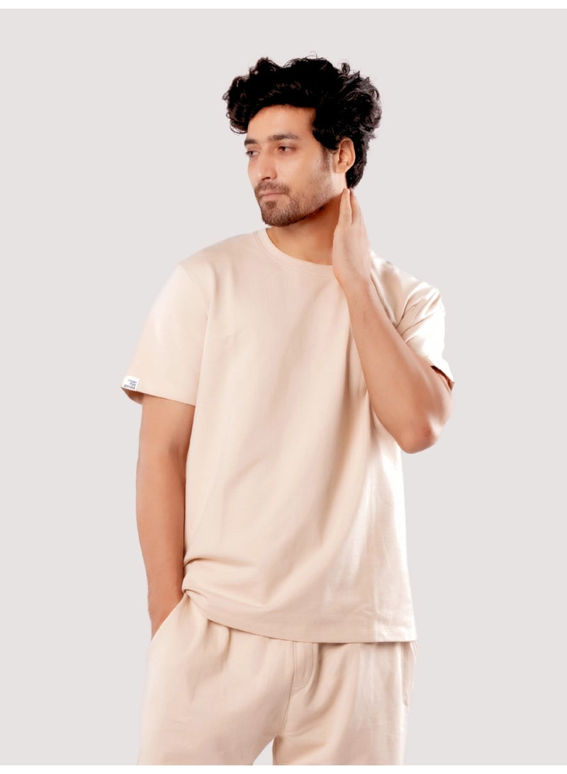 ROAR FOR GOOD Men's Oversized Solid T-Shirt | Relaxed Fit Round Neck Half Sleeve Casual Tee | Soft Cotton Blend Everyday Wear T-Shirt - Image 1