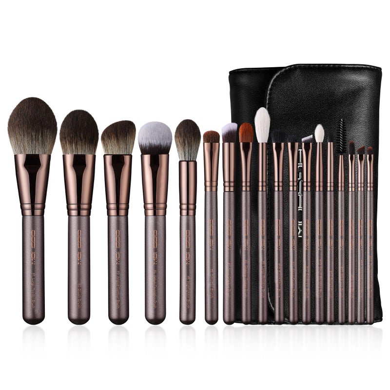 EIGSHOW Professional Makeup Brush Set, Eigshow Makeup Brushes Perfect for Foundation Face Powder Blending Blush Bronzer Eyeliner Eye Shadow Brows with Case, Best Gift for Women, Travel Kit(PRO 18pcs Coffee) - Image 1