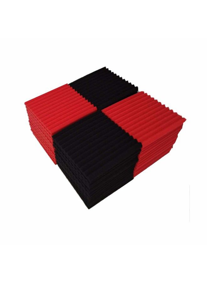 Burdurry 50 Pack Acoustic Panels Soundproof Studio Foam for Walls Sound Absorbing Panels Sound Insulation Panels Wedge for Home Studio Ceiling, 1" X 12" X 12", Black (50PCS, Black&Red) - Image 4
