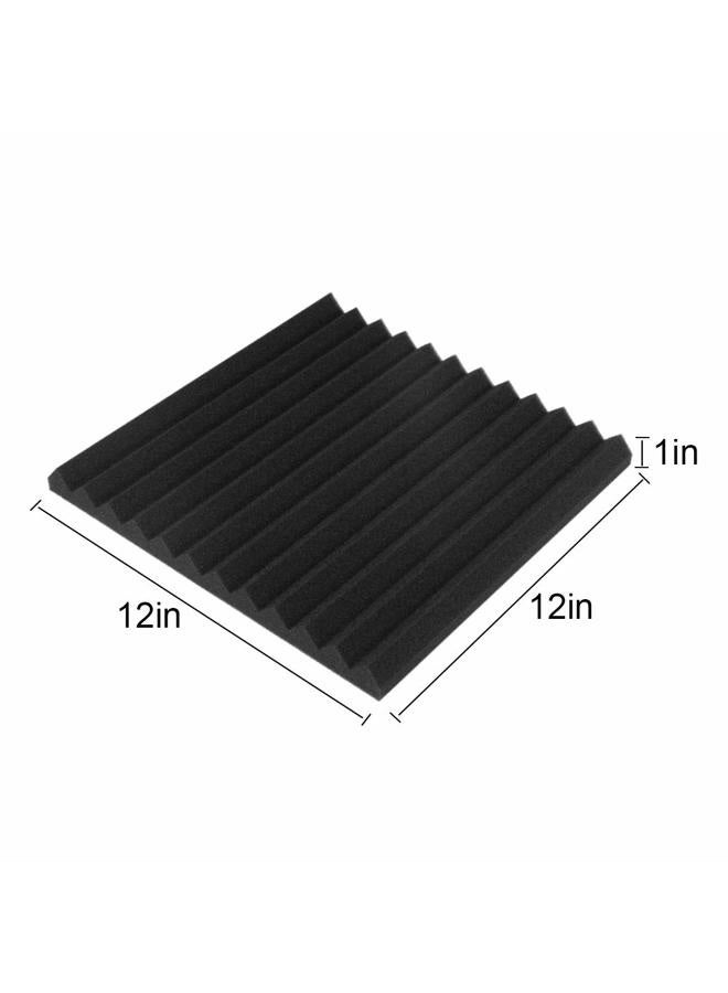 Burdurry 50 Pack Acoustic Panels Soundproof Studio Foam for Walls Sound Absorbing Panels Sound Insulation Panels Wedge for Home Studio Ceiling, 1" X 12" X 12", Black (50PCS, Black&Red) - Image 2
