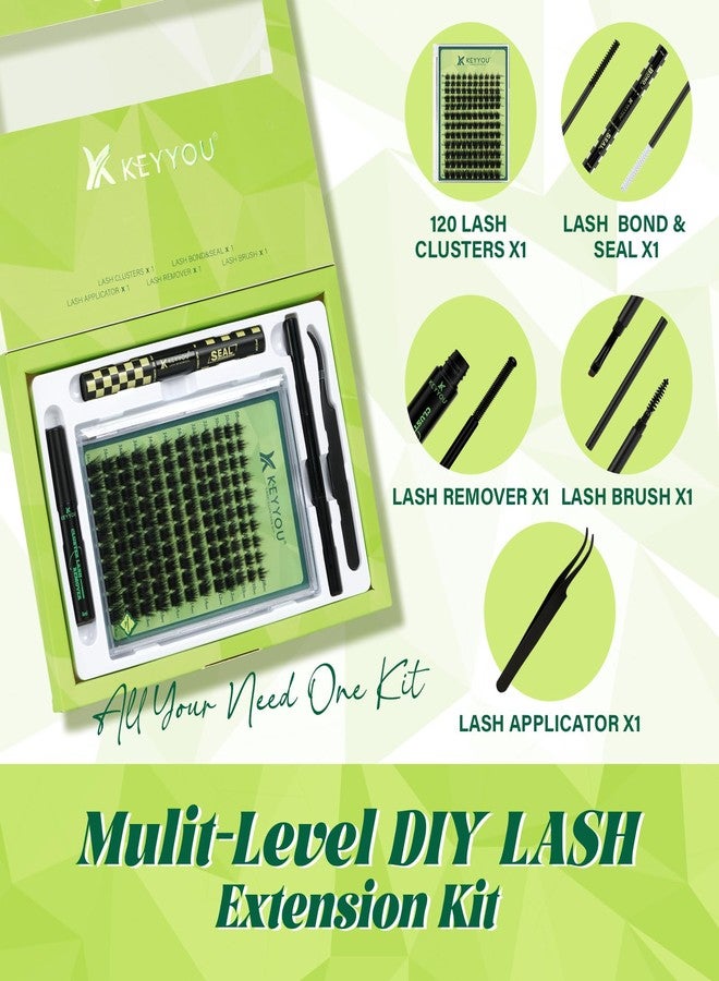 KEYYOU Lash Extension Kit 3D Effect Volume Lash Clusters Kit 120pcs D Curl Waterproof Kit DIY Eyelash Extension Kit with Bond and Seal Lash Glue Remover Lash Applicators (Kit-PuffSilk V3D05-8-18MIX) - Image 2