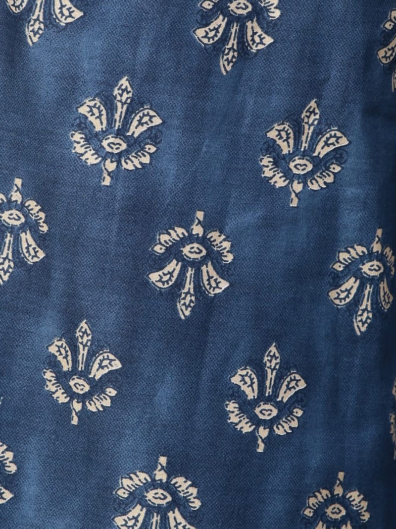 RATAN Women's Cotton Printed Loose Fit Mid Rise Flared Wide Leg Palazzo Pants (CFP-Navy Blue-3X-Large) - Image 5