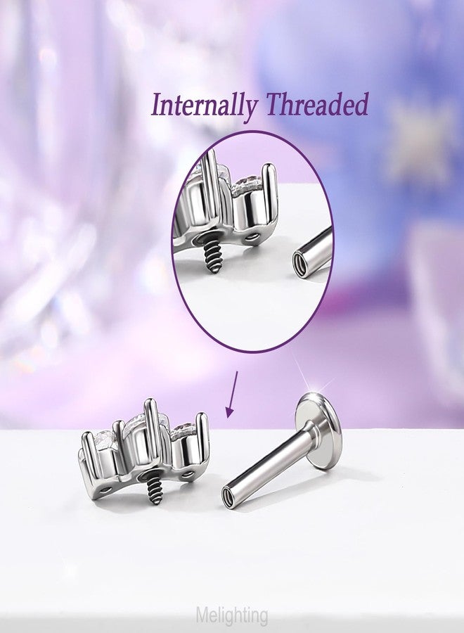 Melighting 16G Internal Thread Tragus Piercing Jewelry Stainless Steel 316L Helix Earring Clear CZ Flat Back Lip Labret Cartilage Stud 6 mm - Image 5