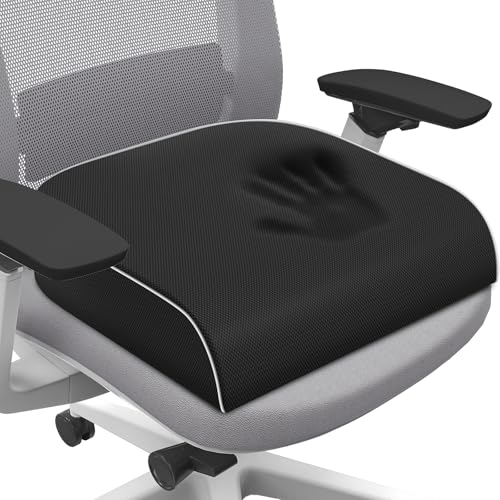 SweetSlubr Seat Cushion for Tailbone Pain Relief Office Chair Cushion Memory Foam Large Cushion with NonSlip Cover for Soft Support at Office Chair Car Seat Airplane Floor Pillow BlackLarge - Image 1