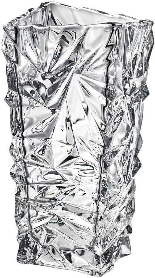 MENOVAS Decorative Glass Vase for Flowers Plants Home Decor Office Living Table Decoration Vases for Home Decor Luster Diamond Glass Vase Modern Glass Vase 10 Inch
