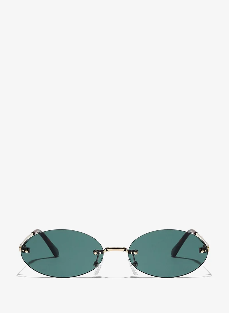 Blackout JENNIFER Women Japanese Gold Sunglasses - Frame Material: Metal - Frame Color: Japanese Gold -Lens Color: Green - Full Rim