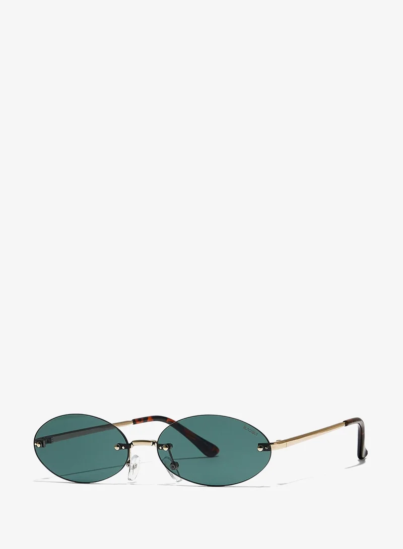 Blackout JENNIFER Women Japanese Gold Sunglasses - Frame Material: Metal - Frame Color: Japanese Gold -Lens Color: Green - Full Rim