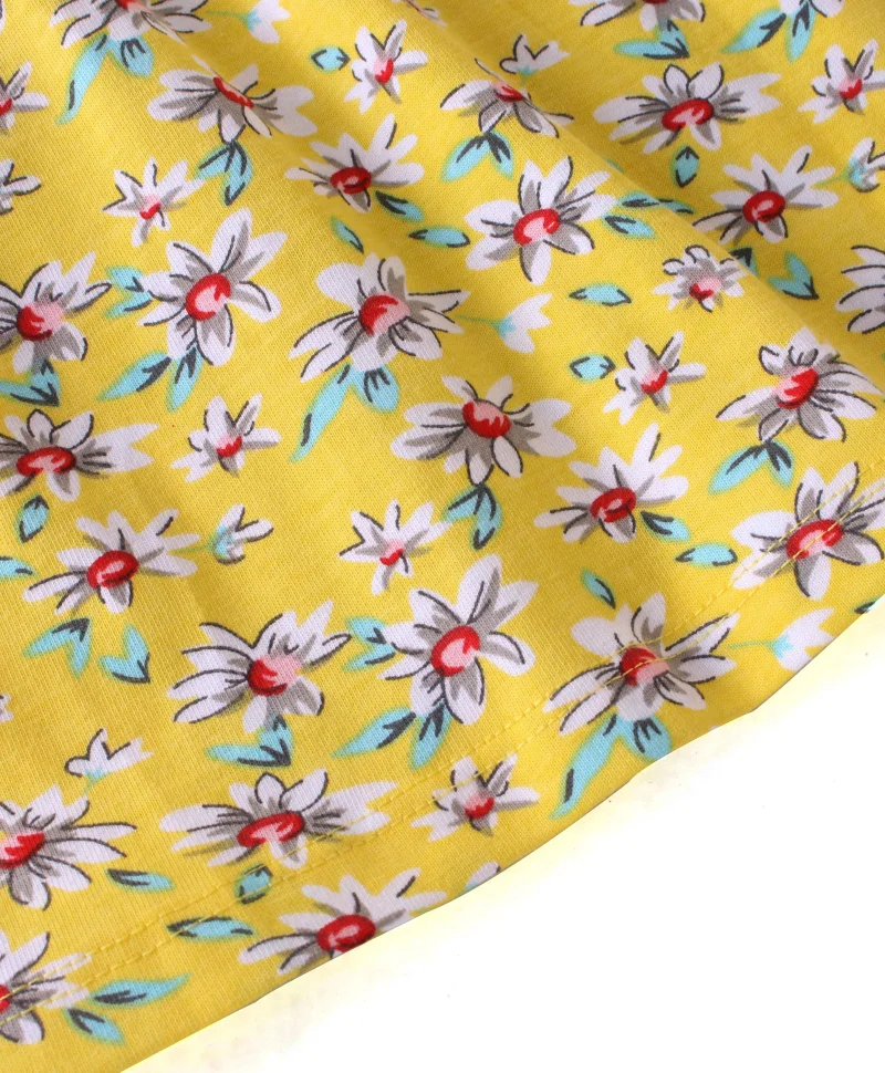 babyhug Babyhug 100% Cotton Knit Sleeveless Top with Floral Print - Yellow