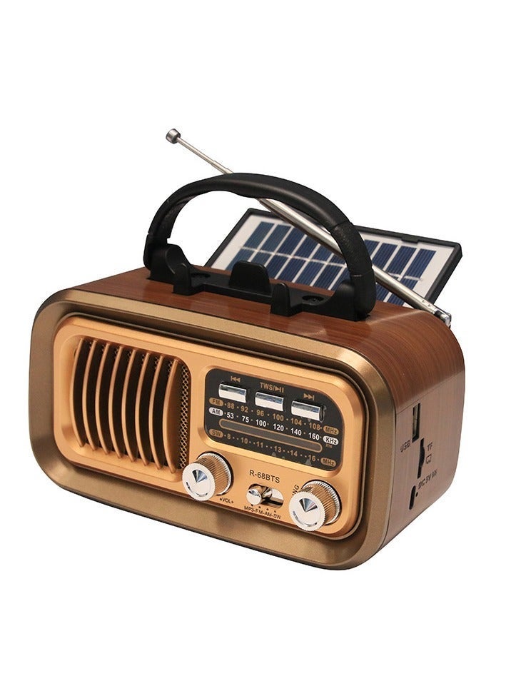 اكسيسن راديو محمول AM FM SW مكبر صوت بلوتوث، يعمل بالطاقة الشمسية/البطارية/شحن USB، يدعم TWS/بطاقة TF/تشغيل USB، راديو صغير رجعي يعمل بالبطارية والطاقة الشمسية للاستخدام في الهواء الطلق - Image 1