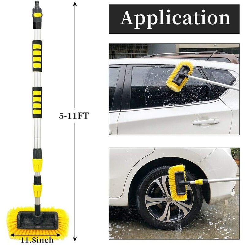 Buyplus 5-12 Foot (20 ft Reach) Car Wash Brush with 12-Inch Soft Bristle, On/Off Switch Telescopic Car Truck Boat Washing Brush with Hose Attachment for Cleaning RVs, House Siding, Floors and More! - Image 4
