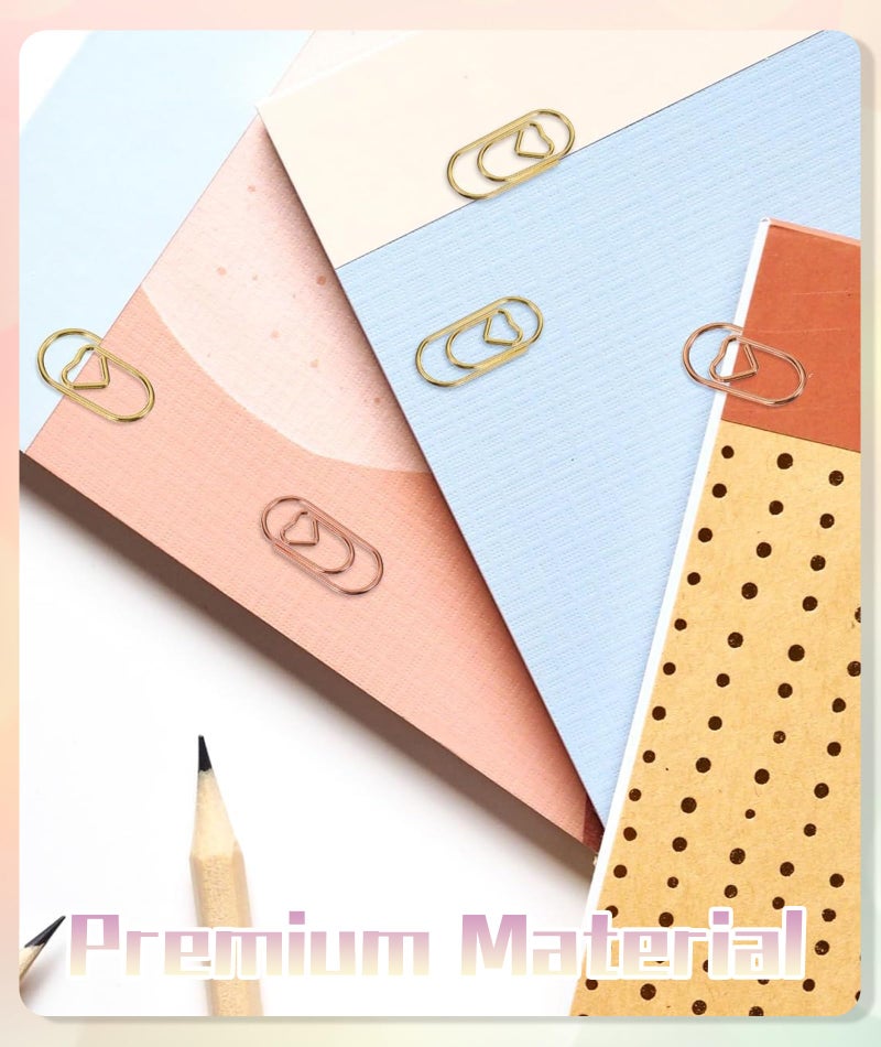 Zytiqt Paper Clip, 100 Mini Heart Shaped Paper Clips, Gold and Rose Gold Color, for Office School Home Use, Stationary Accessories, Bookmark, Document Organizer, Coupon Holder, Cute Paper Pins - Image 4