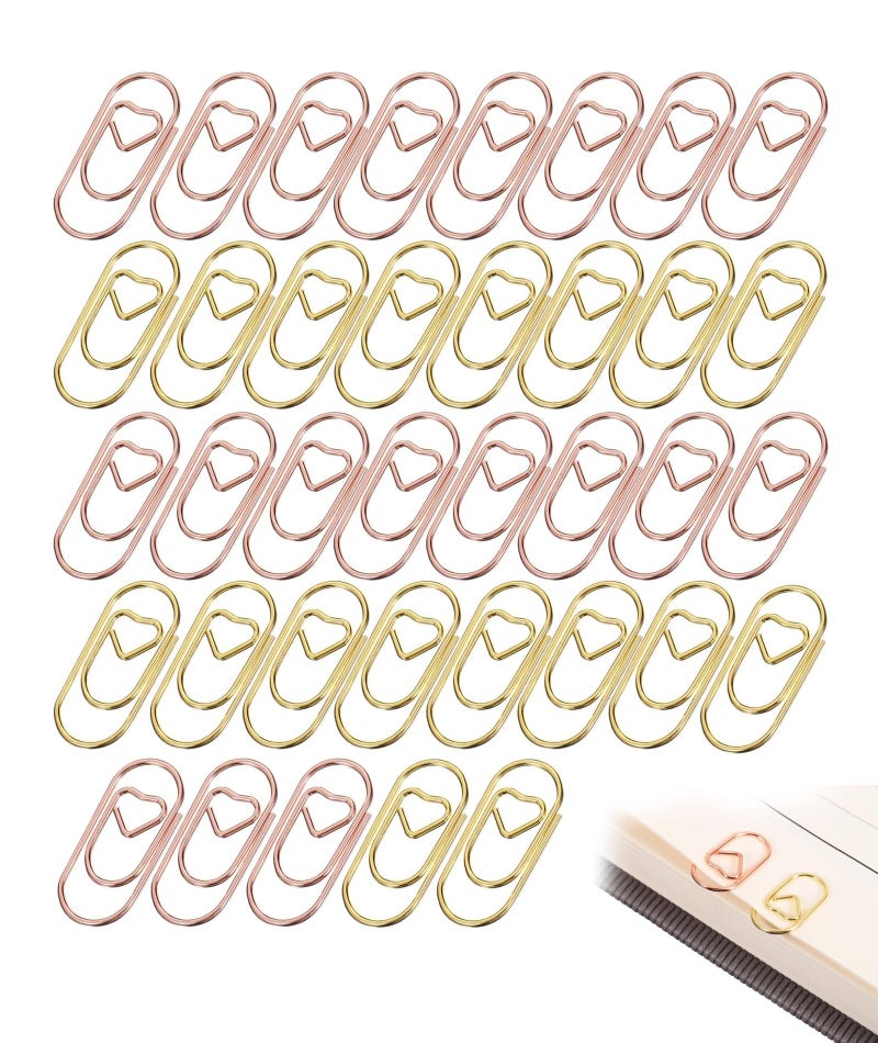 Zytiqt Paper Clip, 100 Mini Heart Shaped Paper Clips, Gold and Rose Gold Color, for Office School Home Use, Stationary Accessories, Bookmark, Document Organizer, Coupon Holder, Cute Paper Pins - Image 1