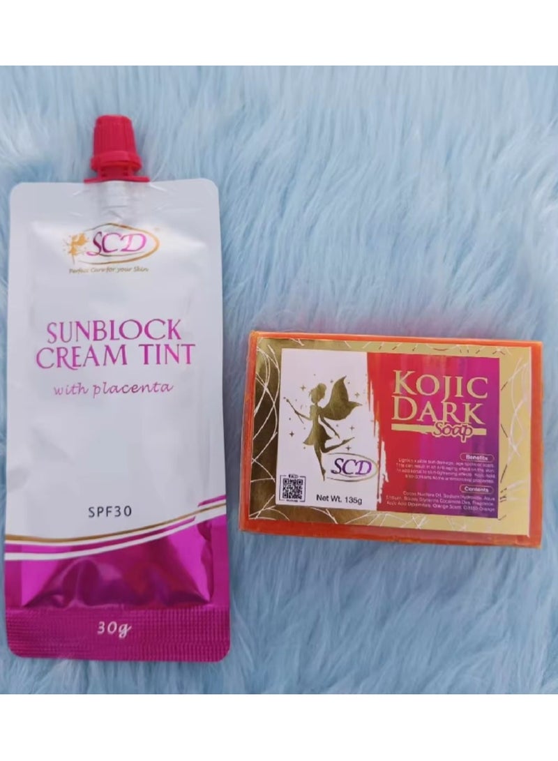 SCD SUNBLOCK CREAM TINT + KOJIC DARK SOAP 135gm