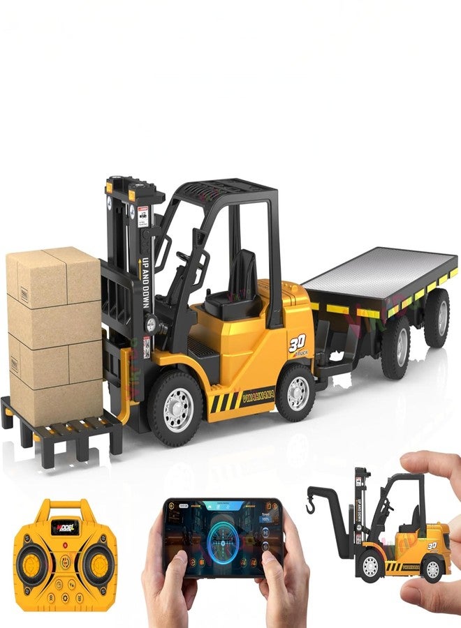 VikriDA1/64 RC Forklift Toy – 10CH, 3-in-1 Transformable, Lights & Sound | 3-in-1 Transformable (Forklift, Hook & Trailer) Truck for Kids - Image 1