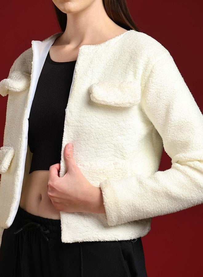 KOTTY Women's Solid Daisy White Stylish Sweatshirt(Off White,M)-KTTWOMENSWEATSHIRT391M - Image 2
