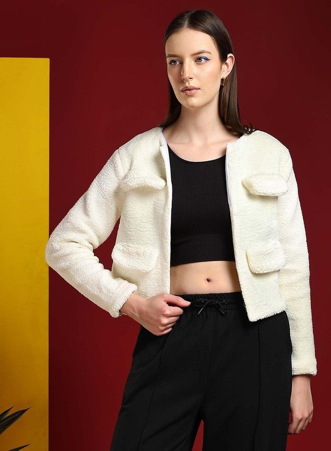 KOTTY Women's Solid Daisy White Stylish Sweatshirt(Off White,M)-KTTWOMENSWEATSHIRT391M - Image 5