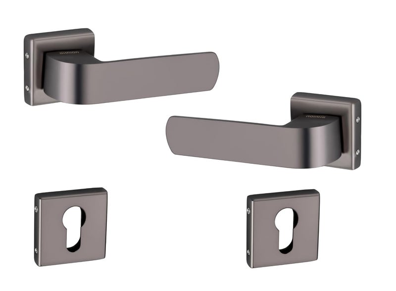 Shrida 446 Premium Black Satin Stainless Steel Door Handle Set | Square Rose Style | Modern Design with Keyhole Cover | Durable SS Construction - Image 2