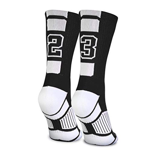 ChalkTalkSPORTS Custom Team Number Crew Socks | Athletic Socks by ChalkTalkSPORTS Black 23 Or 32 Team Number 23 or 32 Team Number - Image 1