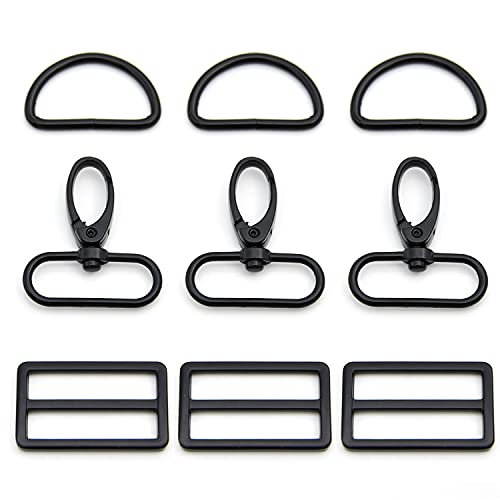 MELORDY 15Pcs Metal Swivel Snaps Hooks with D Rings and TriGlides Slide Buckles for Key Lanyard Purse Bag Straps Dog Collars DIY Sewing Hardware Craft 112 inch Electrophoresis