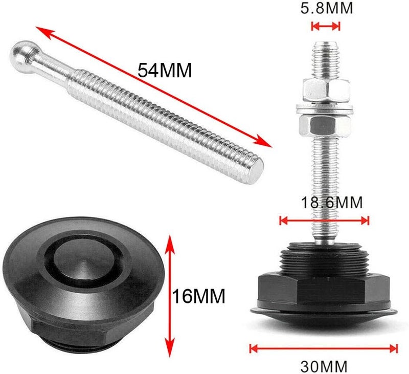 Woopeey 4 Pcs 1.25 inch Universal Aluminum Vehicle Hood Pins-Quick Release Lock Latch Bumper, License Plate Lock Clip, Push Button Bonnet Easy assemble alternatives - Image 3