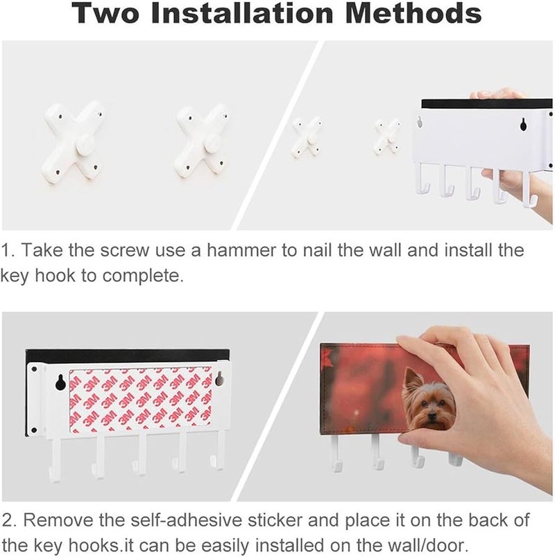 حامل مفاتيح جدار يوركشاير تيرير في غابة القيقب مع 5 خطافات منظم مفاتيح من جلد البولي يوريثان - Image 4