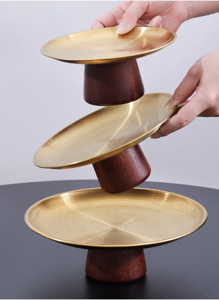 Stainless steel party plate, Home decoration tray, durable and easy to clean, with a beautiful solid wood base，one piece  - Image 1