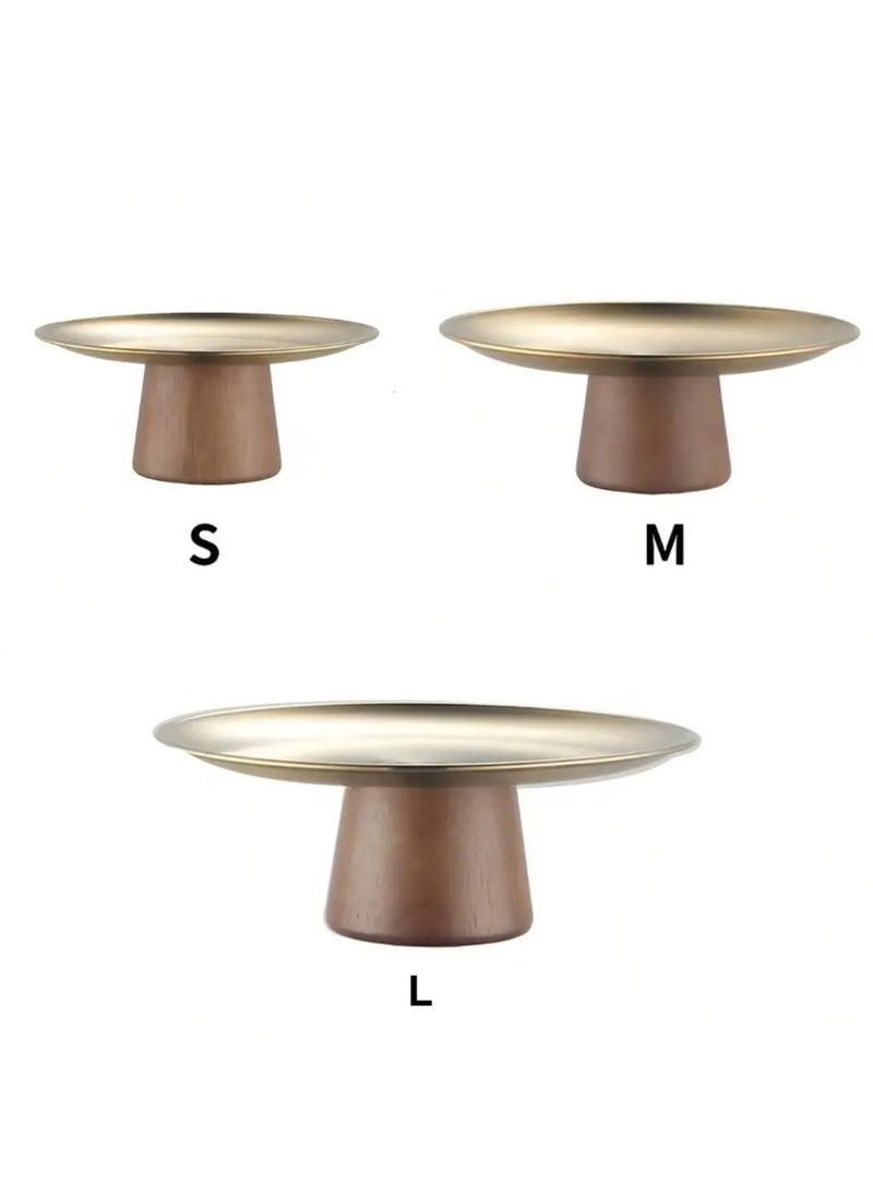 Stainless steel party plate, Home decoration tray, durable and easy to clean, with a beautiful solid wood base，one piece  - Image 5