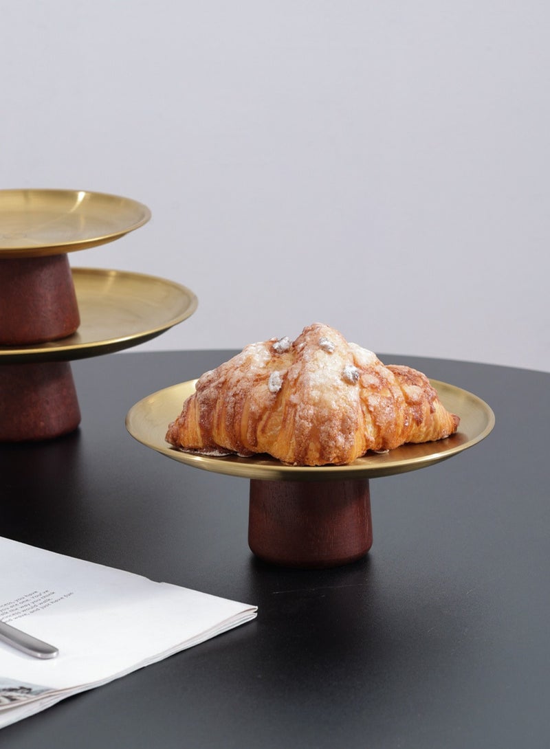 Stainless steel party plate, Home decoration tray, durable and easy to clean, with a beautiful solid wood base，one piece - Image 4